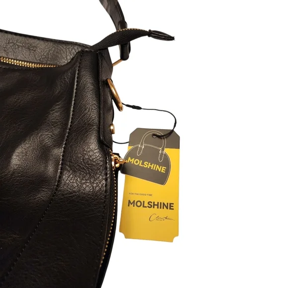 Black Vegan Leather Crossbody Shoulder Bag  NWT - Picture 8 of 12